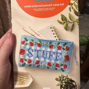 Mondo Llama Embroidered Pencil Case Kit with Floral Design